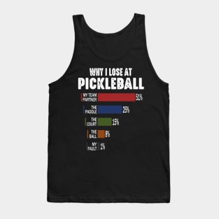 Funny Pickleball Humor Player Saying Why I Lose at Pickleball Tank Top